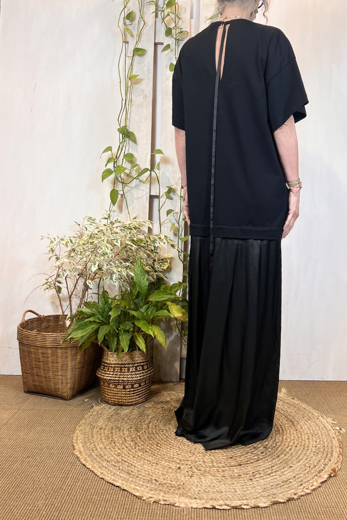 Abito lungo doppio tessuto