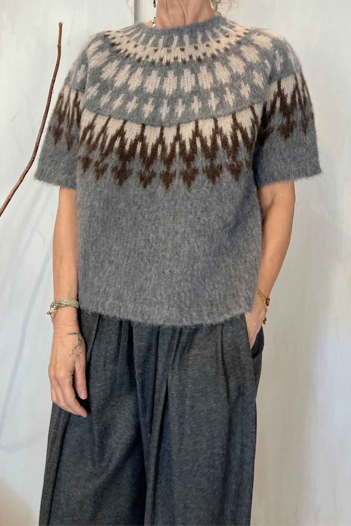 Maglia jacquard in alpaca