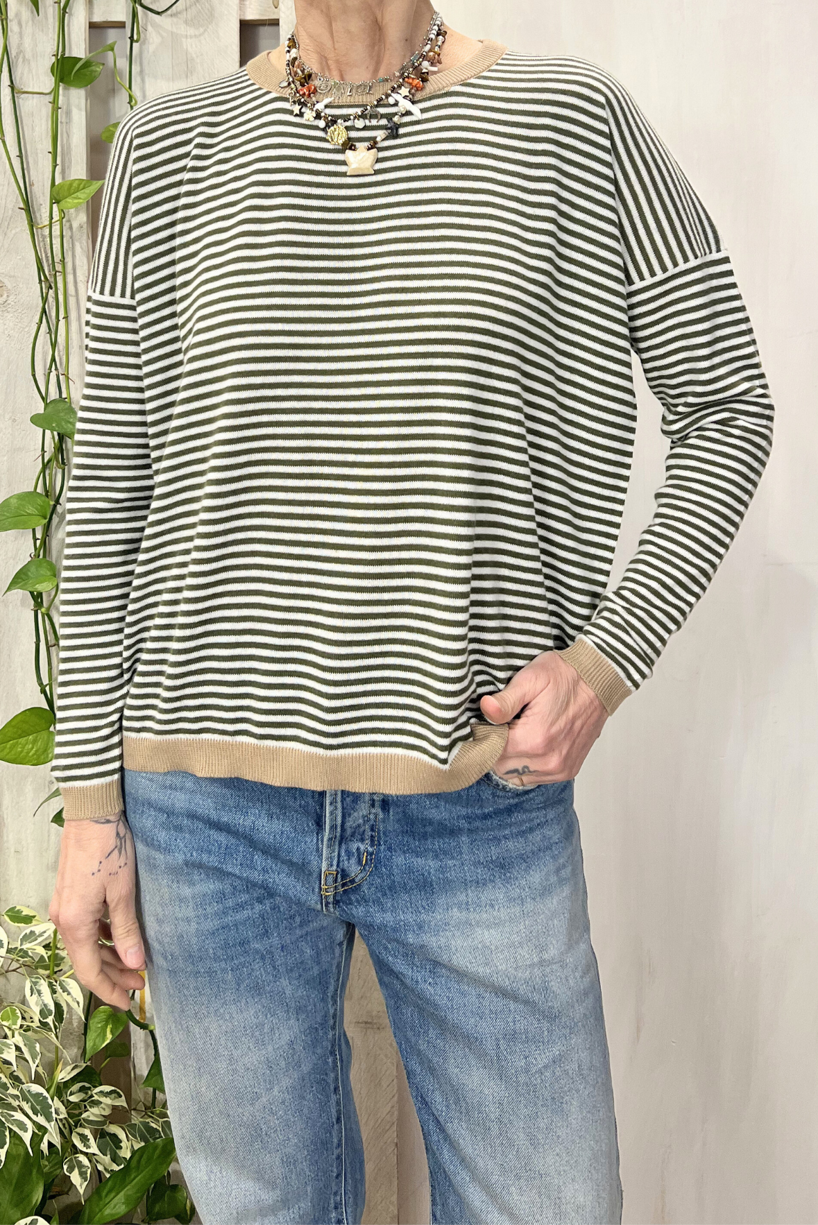 Maglia a righe misto cashmere