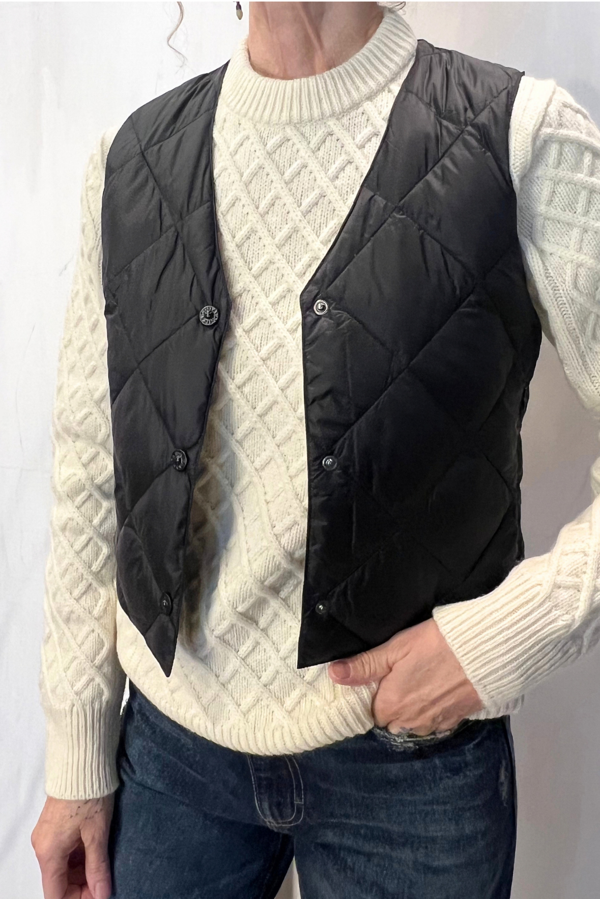 Gilet corto in piuma d'oca