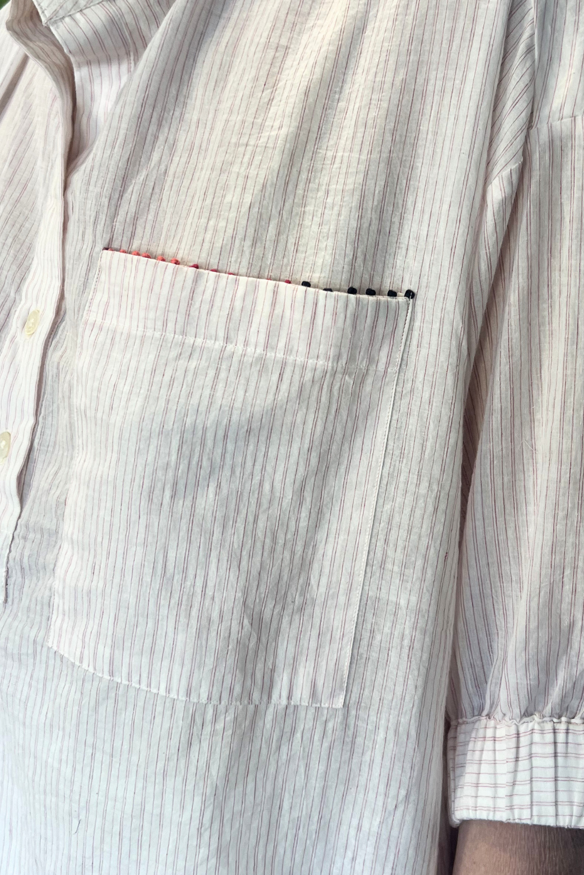 Camicia coreana a righe con ricami