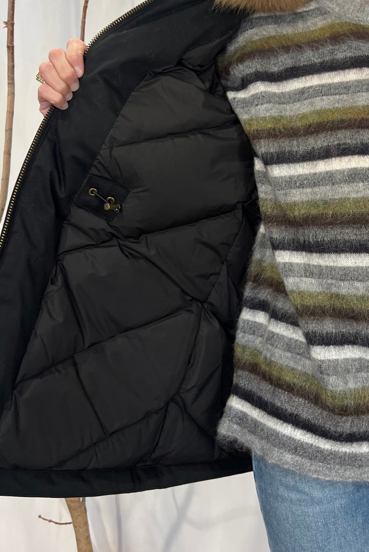 Parka con collo in ecopelliccia