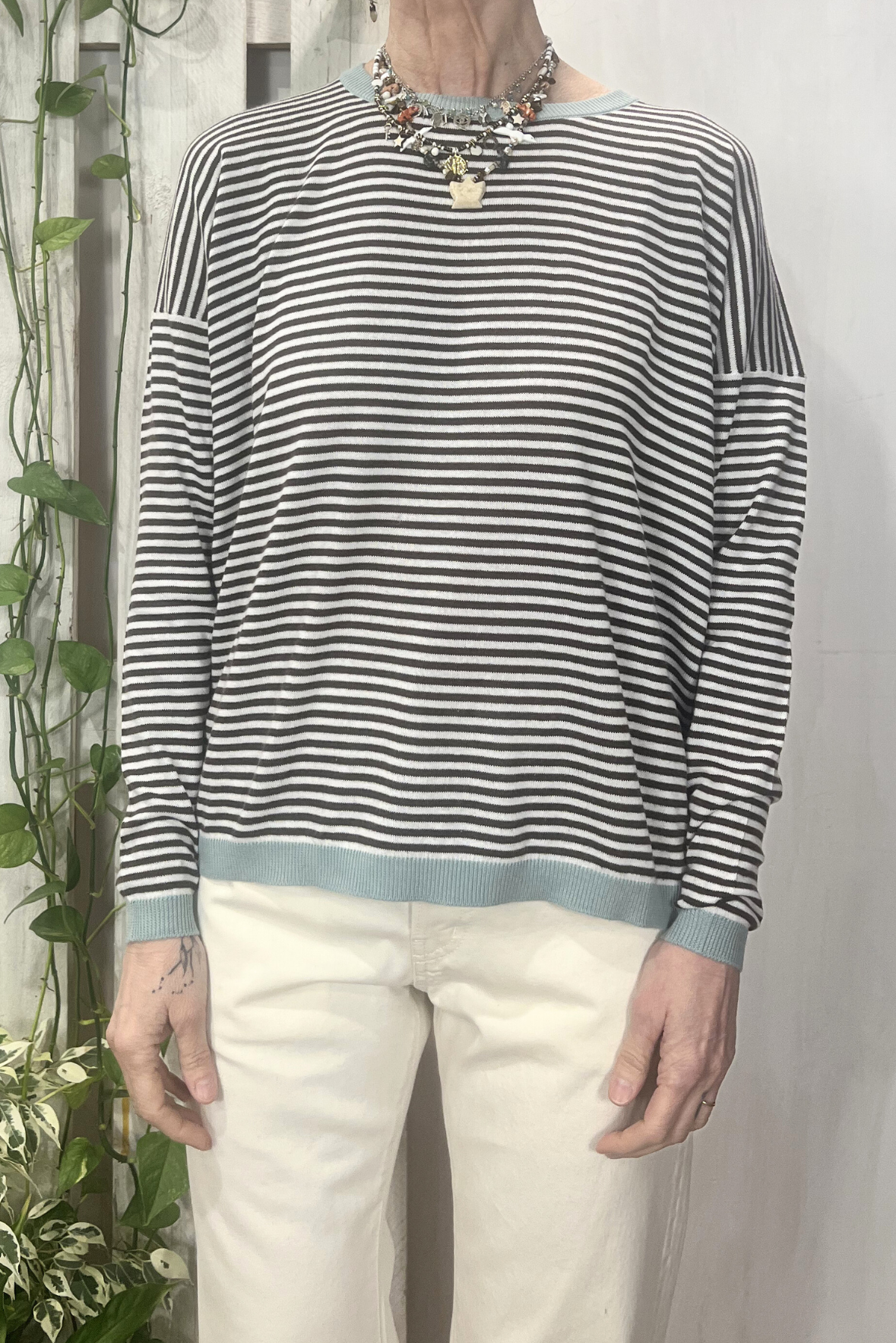 Maglia a righe misto cashmere