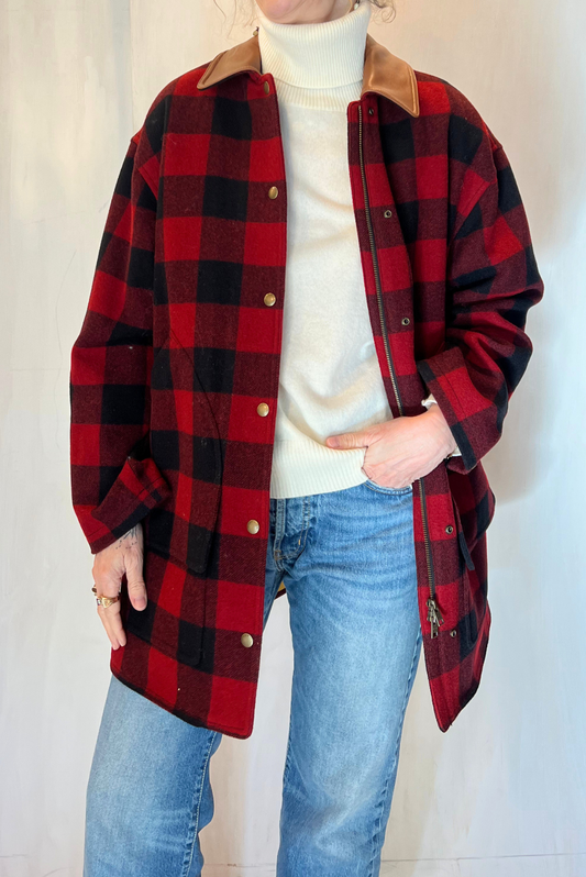 Cappotto Barn in misto lana a quadri