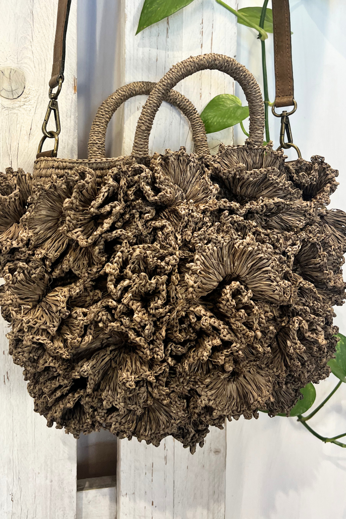 Borsa Coral in rafia