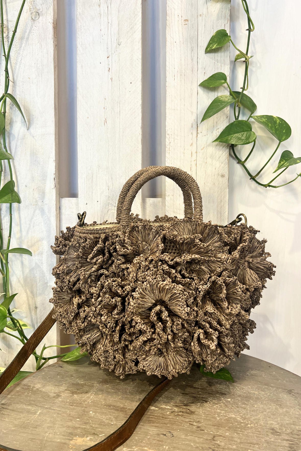 Borsa Coral in rafia