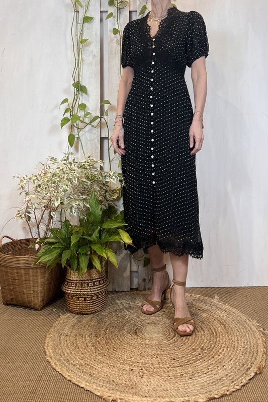 Abito chemisier in viscosa e pizzo