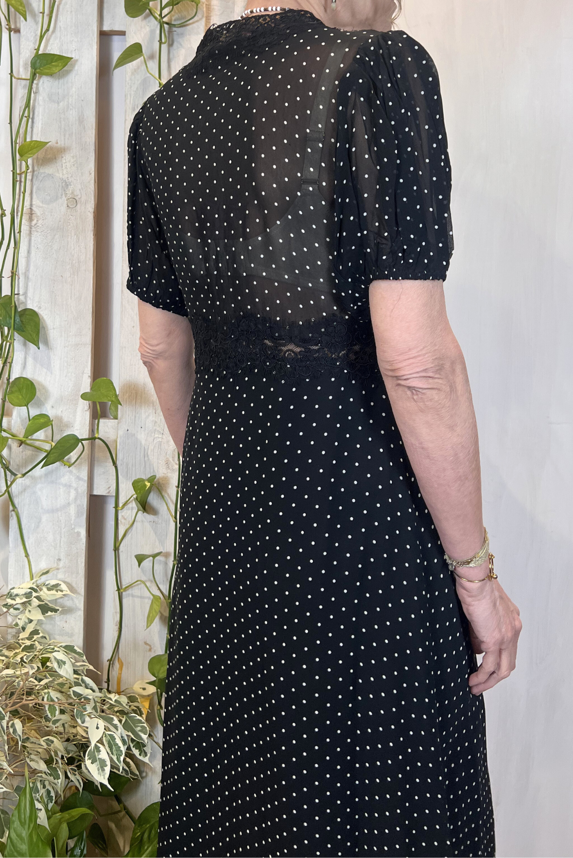 Abito chemisier in viscosa e pizzo