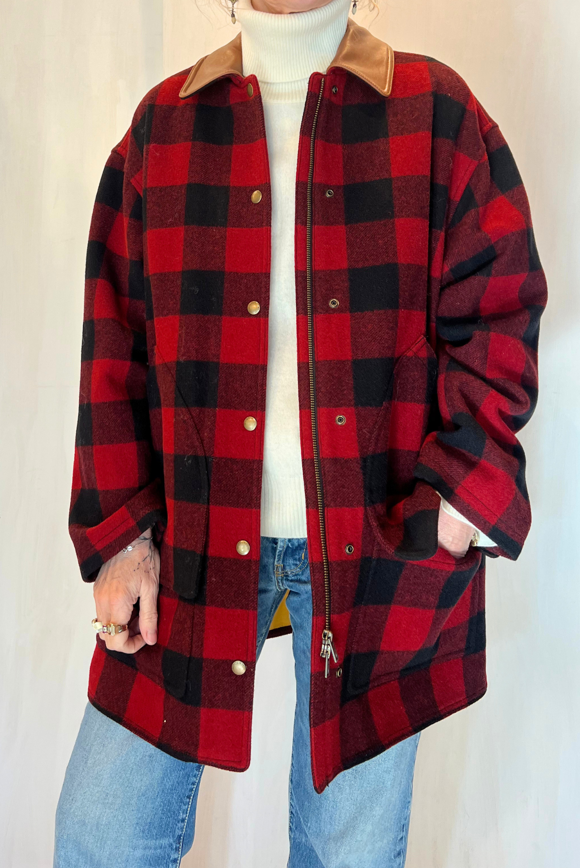 Cappotto Barn in misto lana a quadri