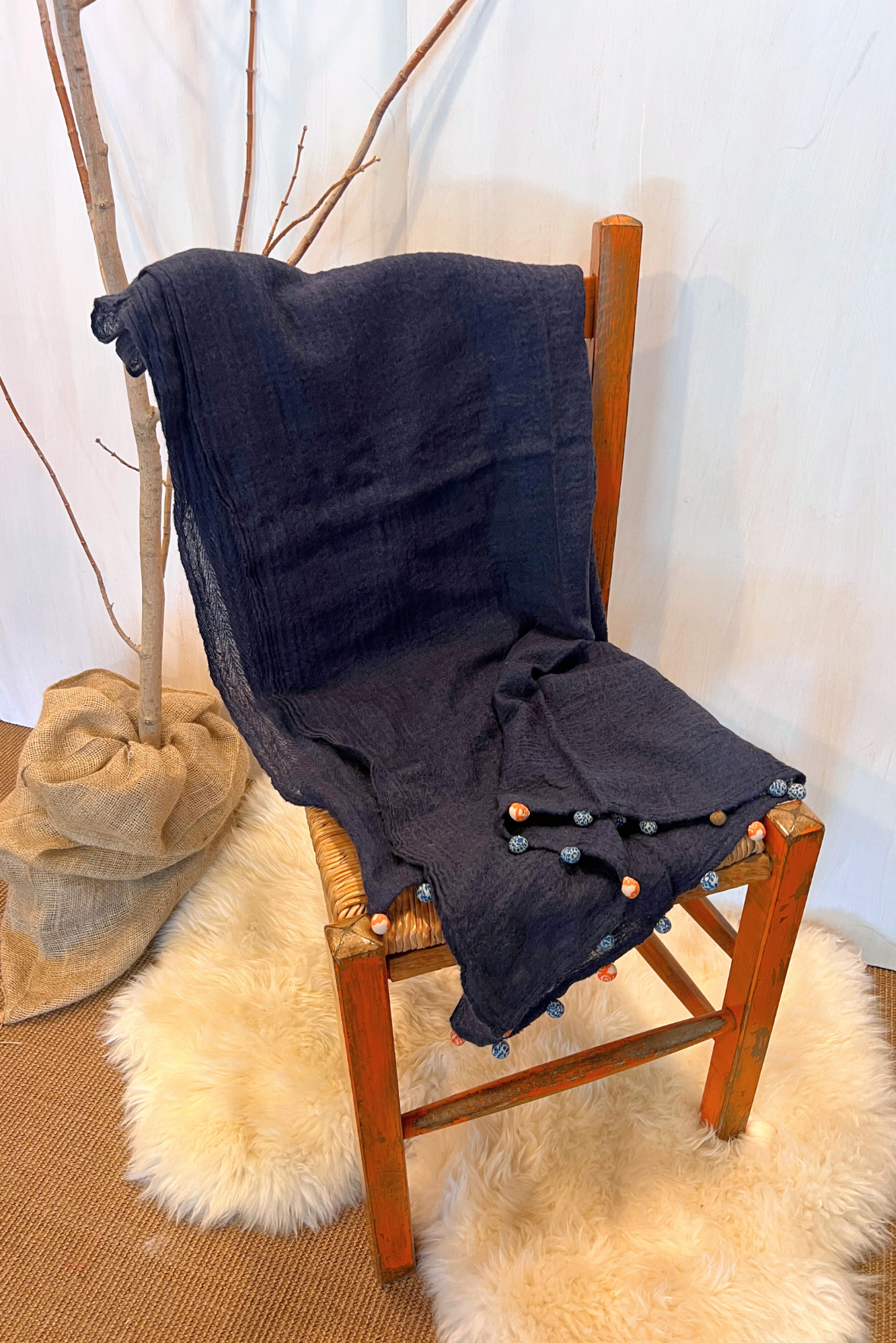 Sciarpa con micro pompon