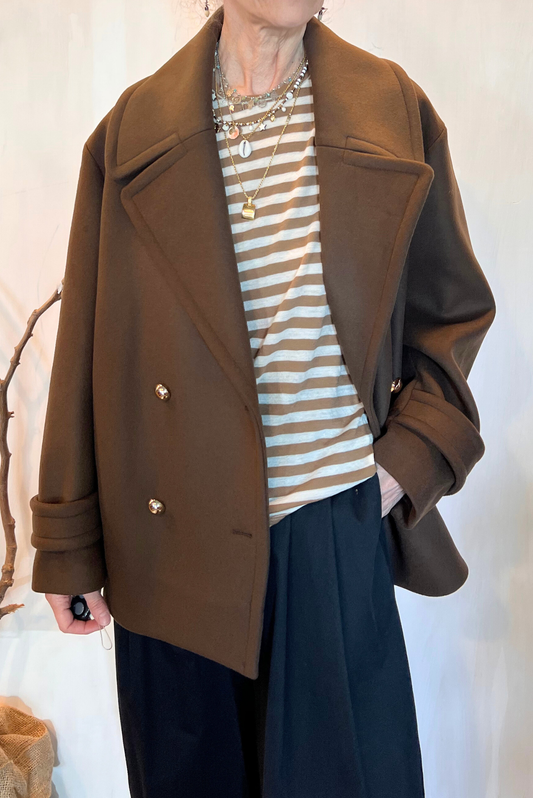Peacoat a ovetto in lana