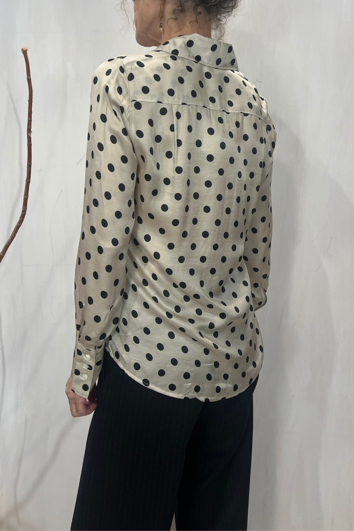Camicia a pois in viscosa misto seta