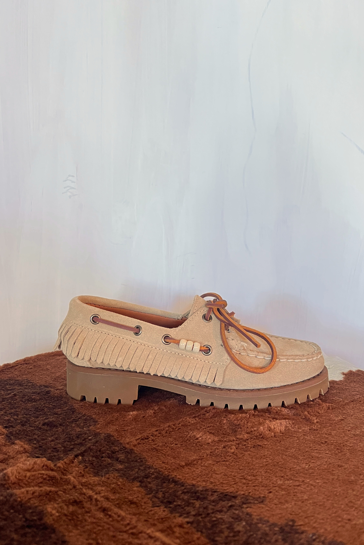 Mocassino in suede con frange