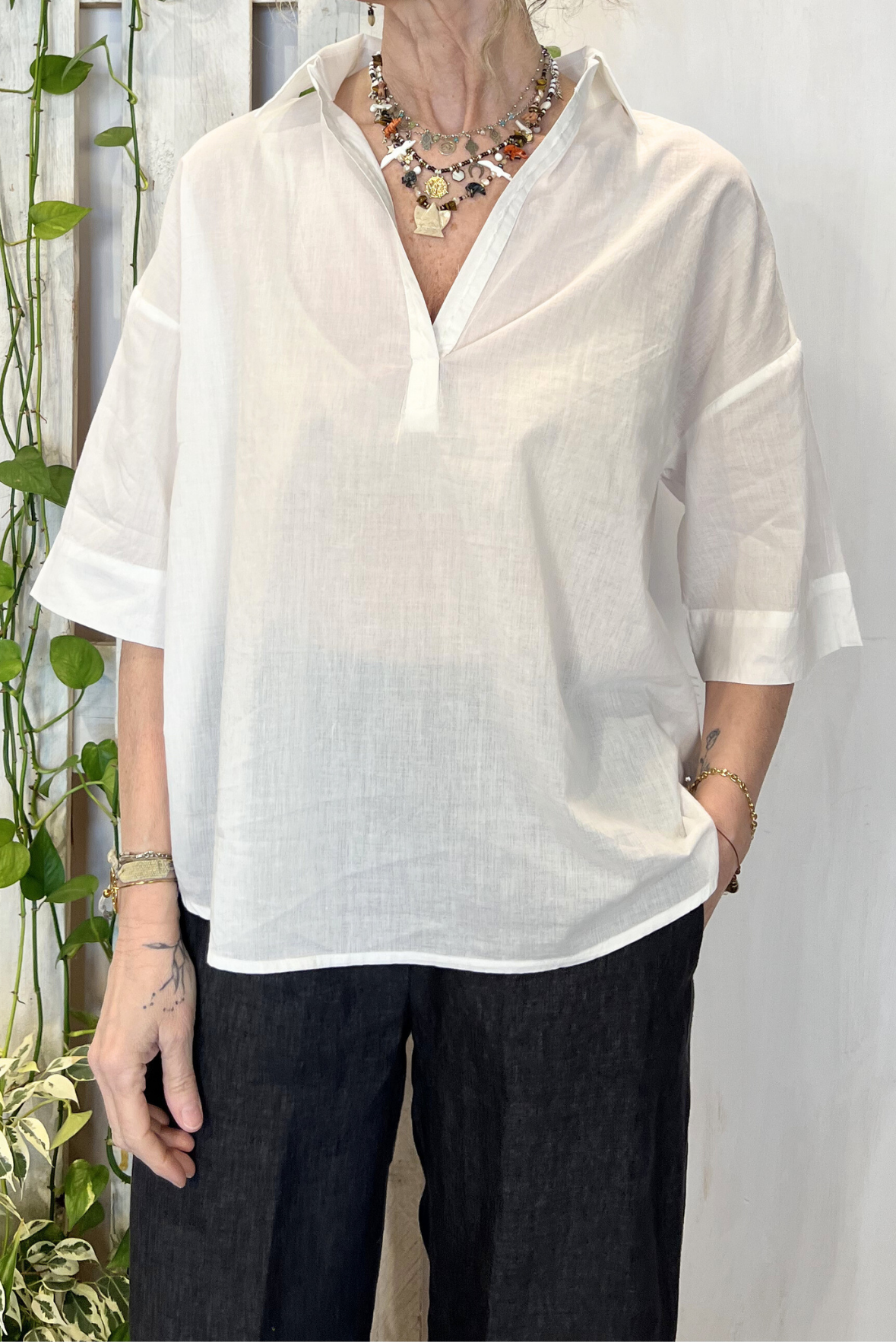 Blusa a polo in cotone