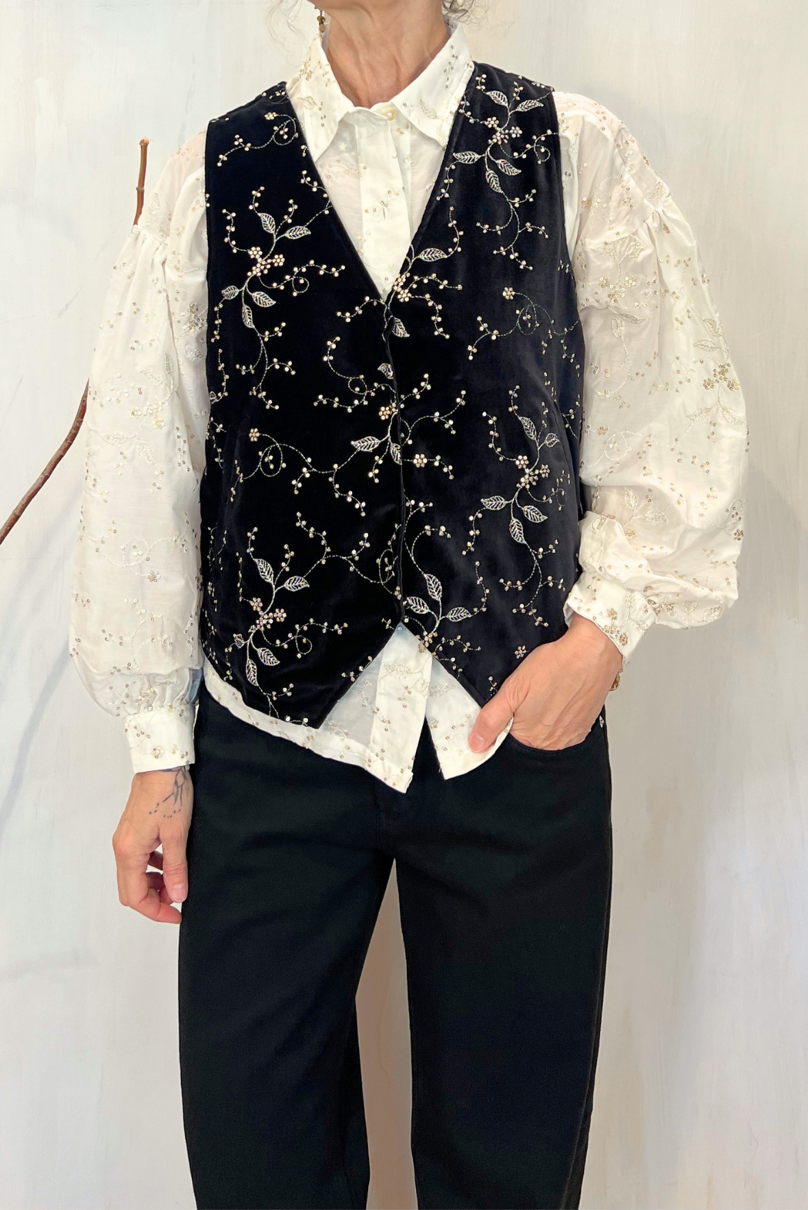 Gilet in velluto con ricami