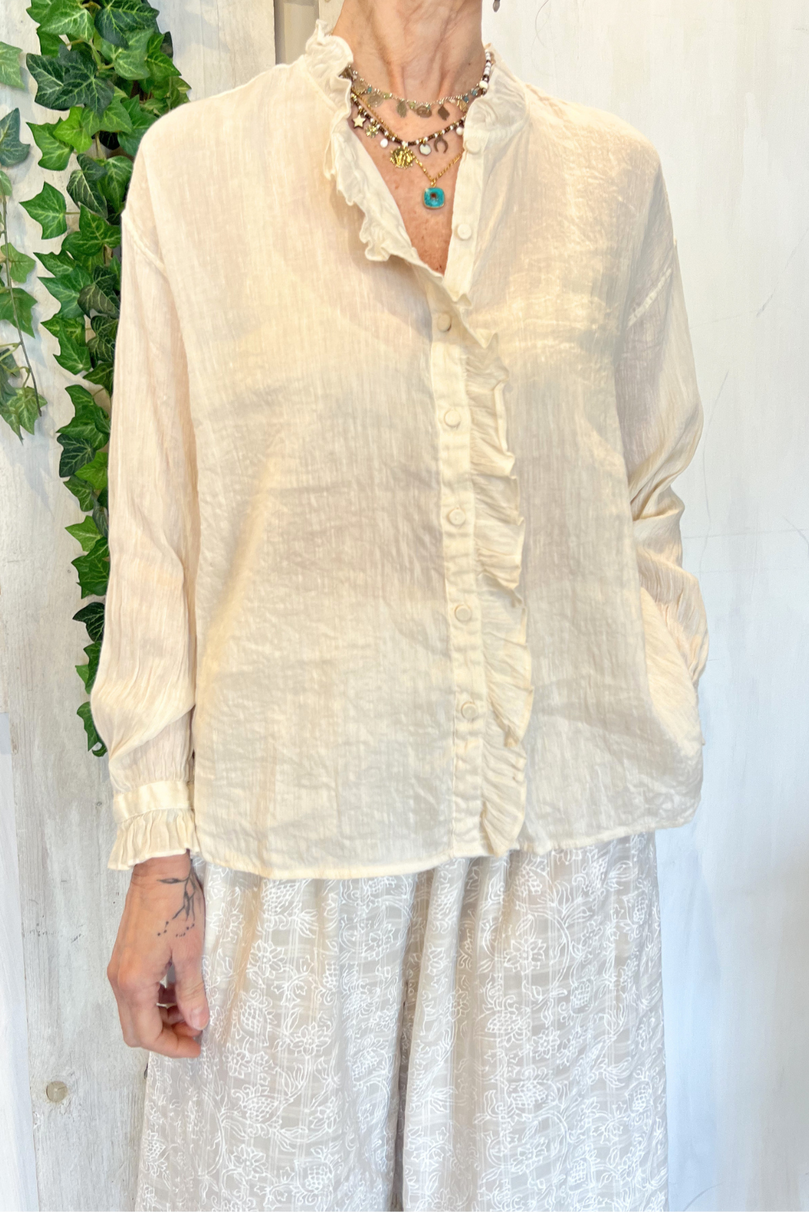 Camicia con ruches