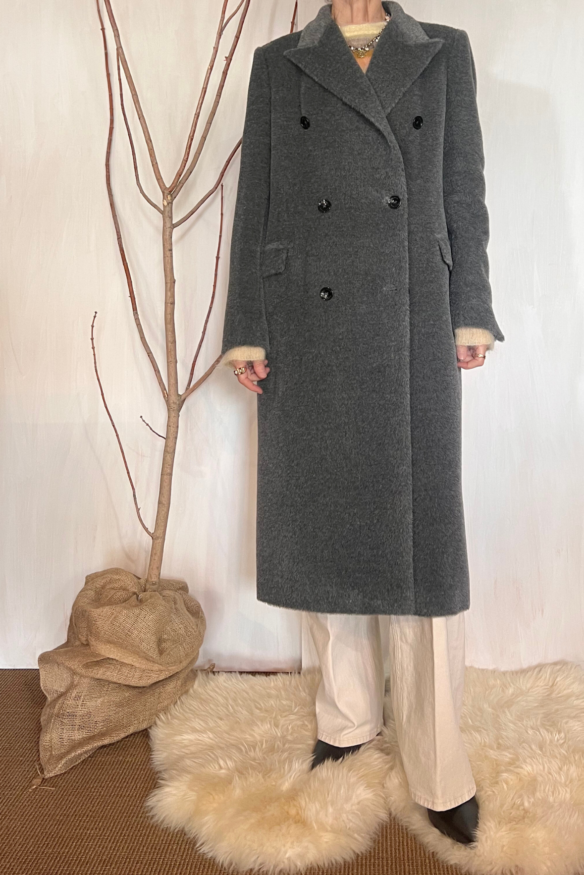 Cappotto in alpaca con cintura