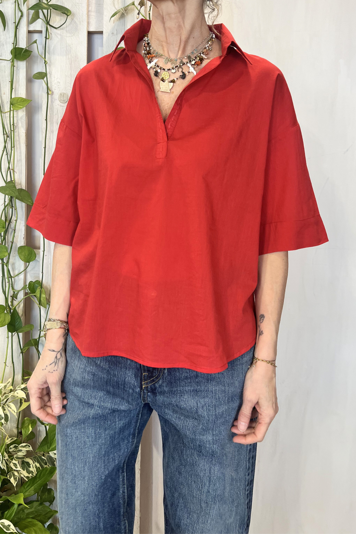 Blusa a polo in cotone