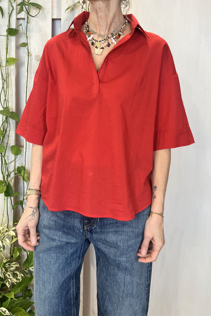 Blusa a polo in cotone