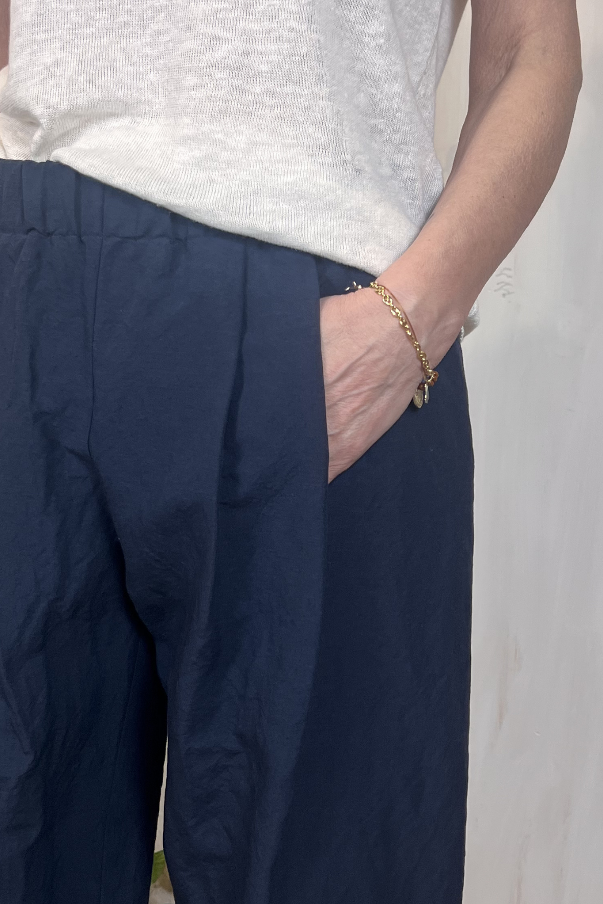 Pantalone a palazzo misto lino