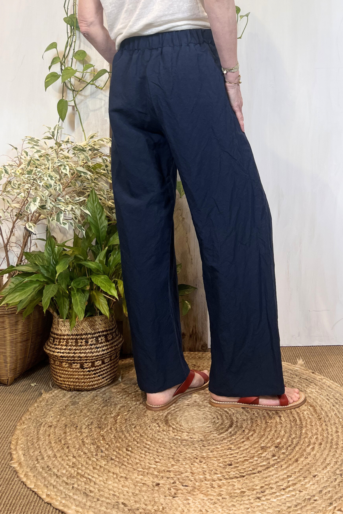 Pantalone a palazzo misto lino