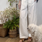 Pantalone a palazzo misto lino