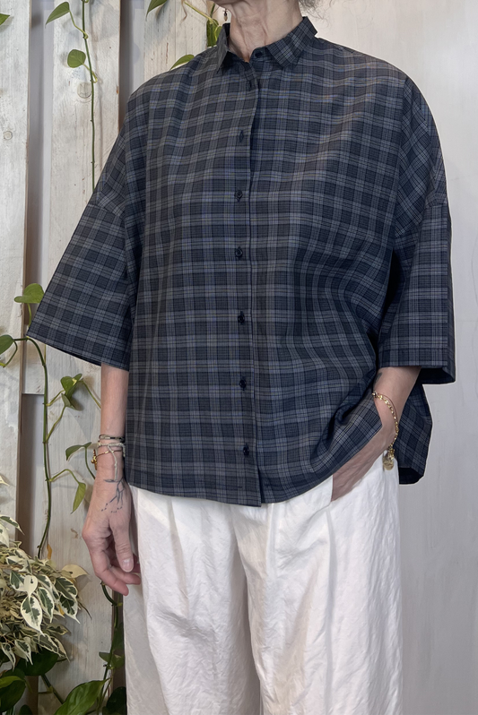 Camicia boxy misto seta