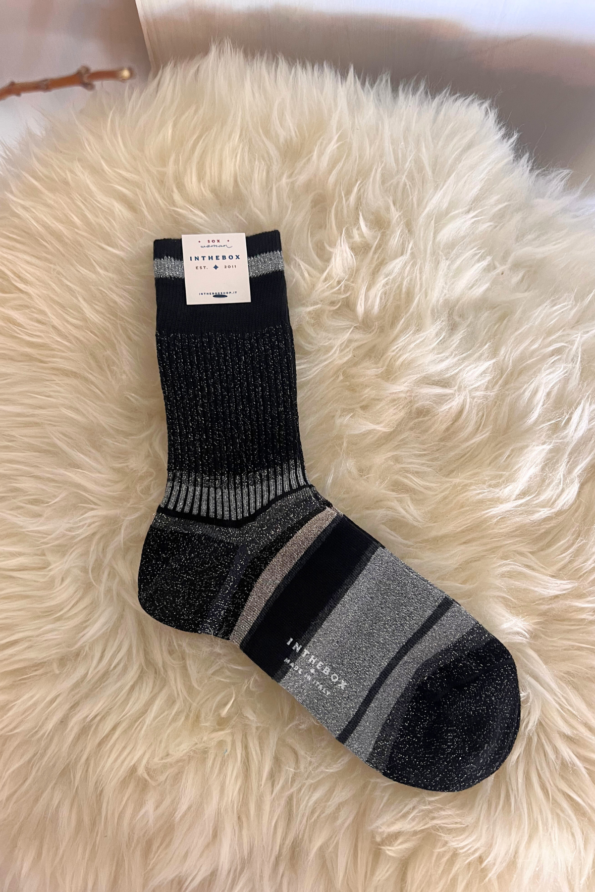 Calzino a righe lurex
