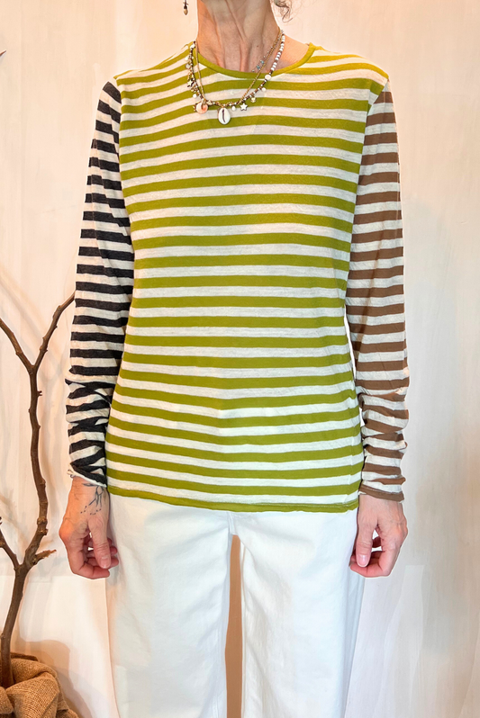 T-shirt a righe tricolore