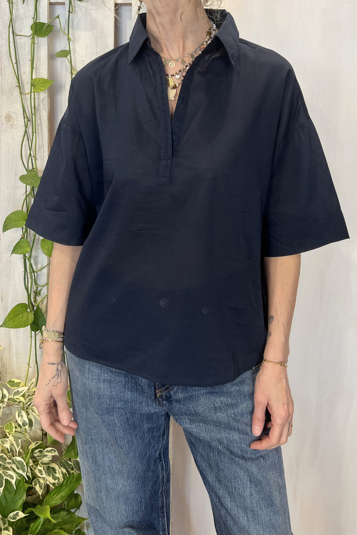 Blusa a polo in cotone