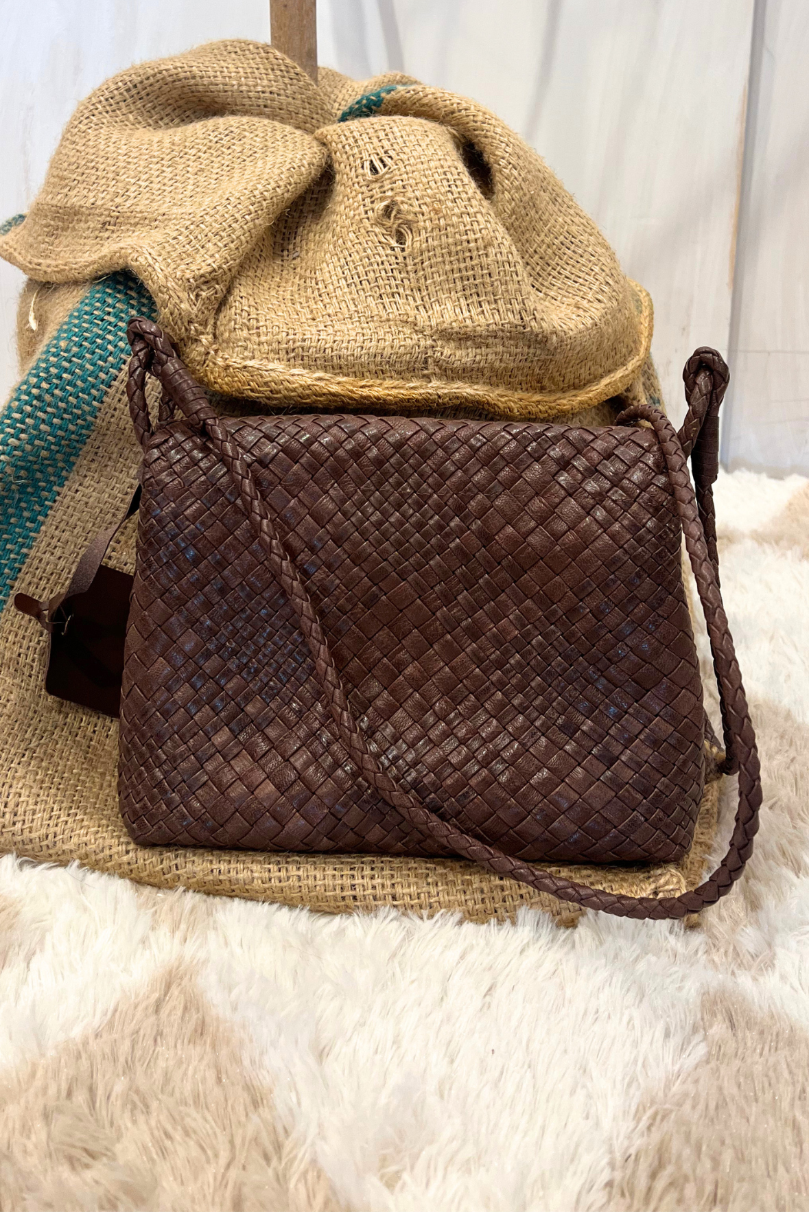 Tracolla Paris in pelle intrecciata