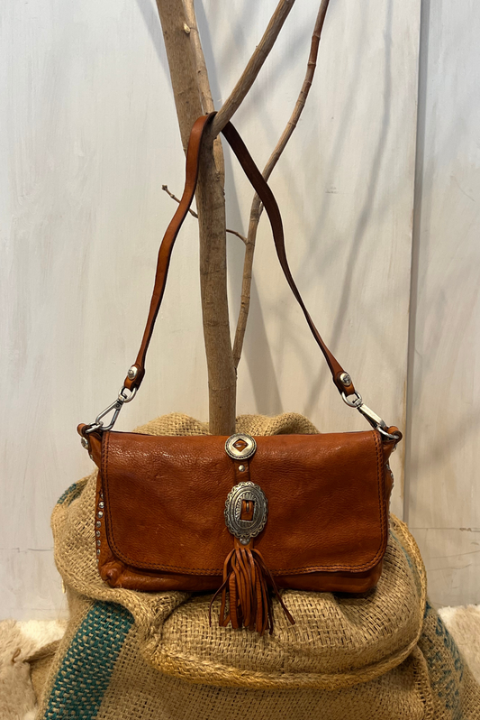 Borsa Artemisia con fibbie texane e frangine