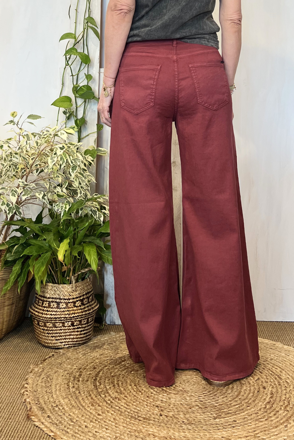 Jeans a farfalla misto lino