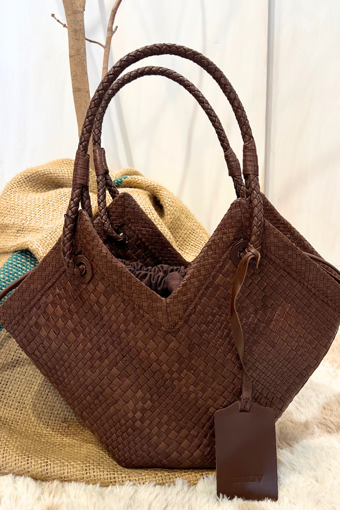 Shopper Trinity in pelle intrecciata
