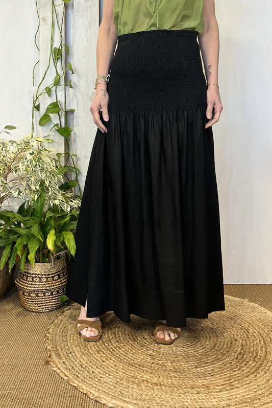 Gonna in lino con spacchi