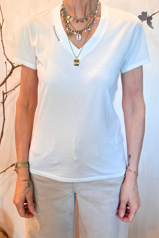 T-shirt a V con ricamo