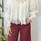 Camicia ruches con pizzo e ricami