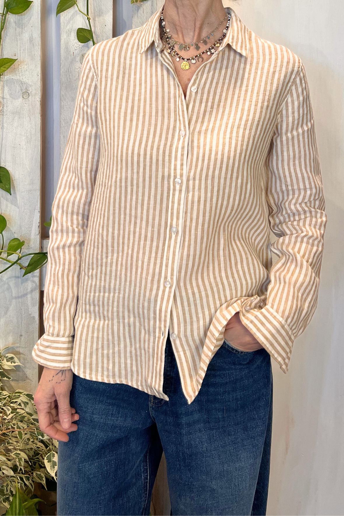 Camicia in lino a righe