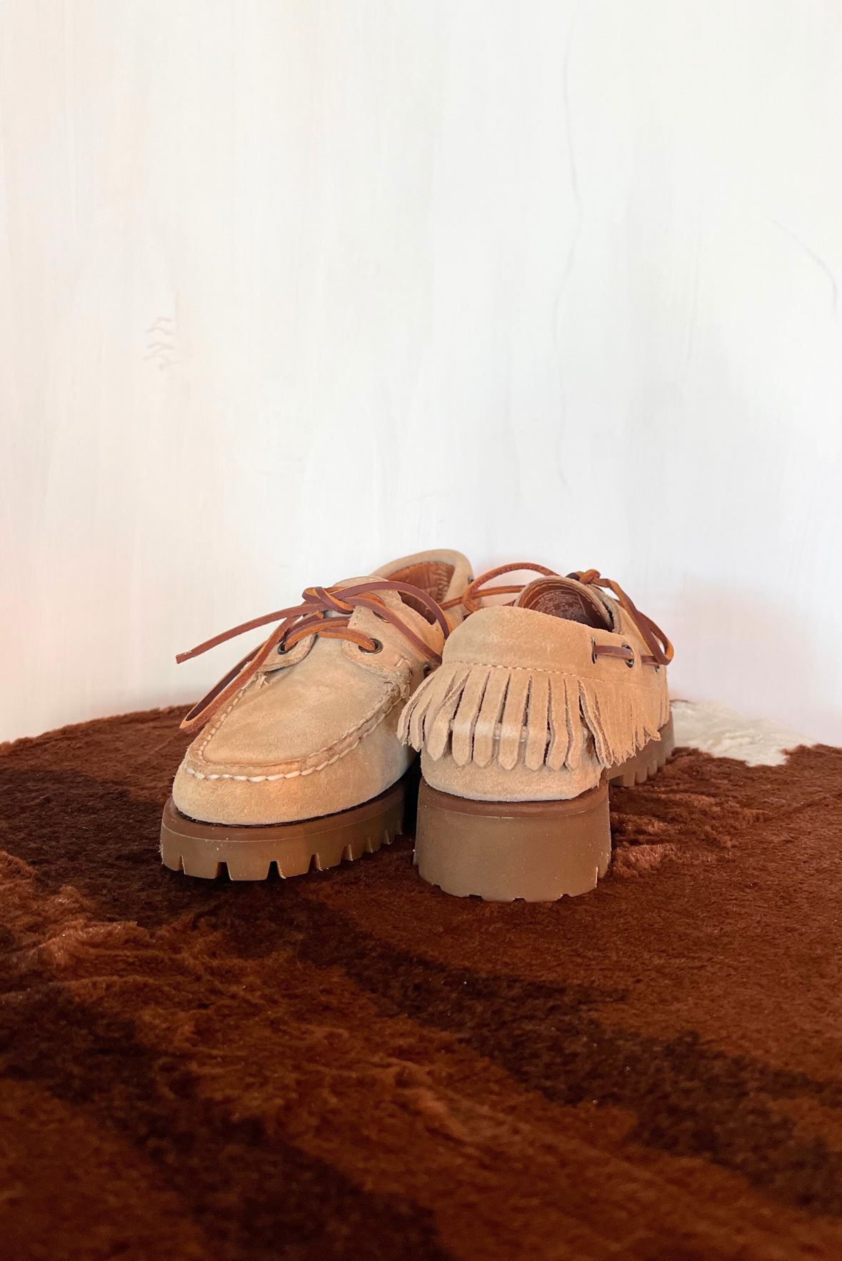 Mocassino in suede con frange