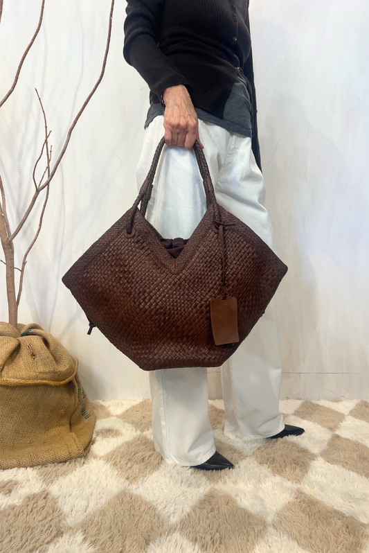 Shopper Trinity Large in pelle intrecciata
