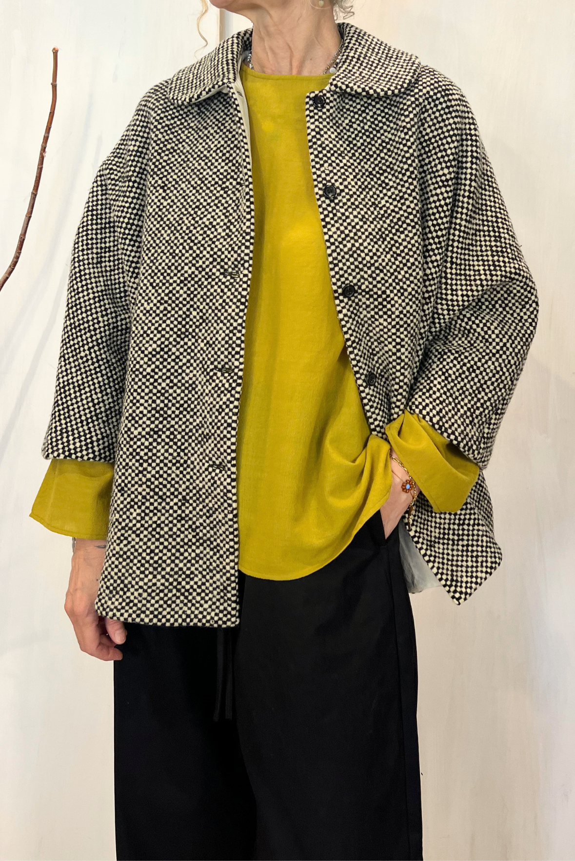 Cappottino kimono corto in lana