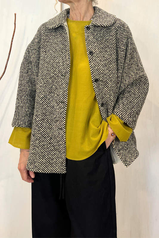 Cappottino kimono corto in lana