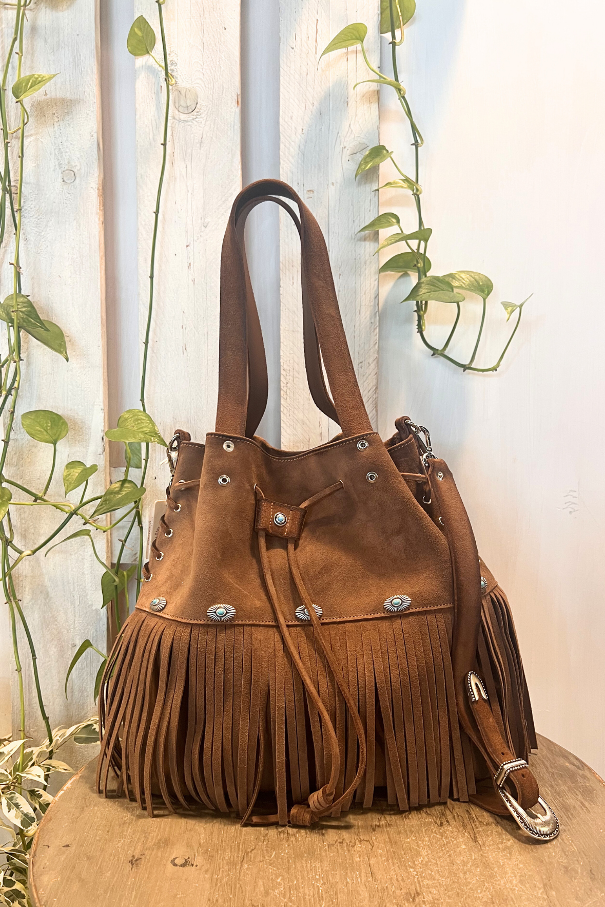 Shopper con frange e turchesi