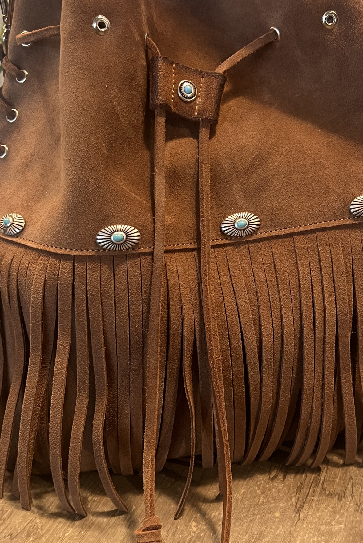 Shopper con frange e turchesi