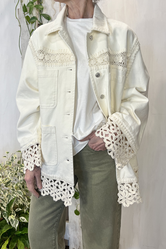 Giacca denim con intarsi