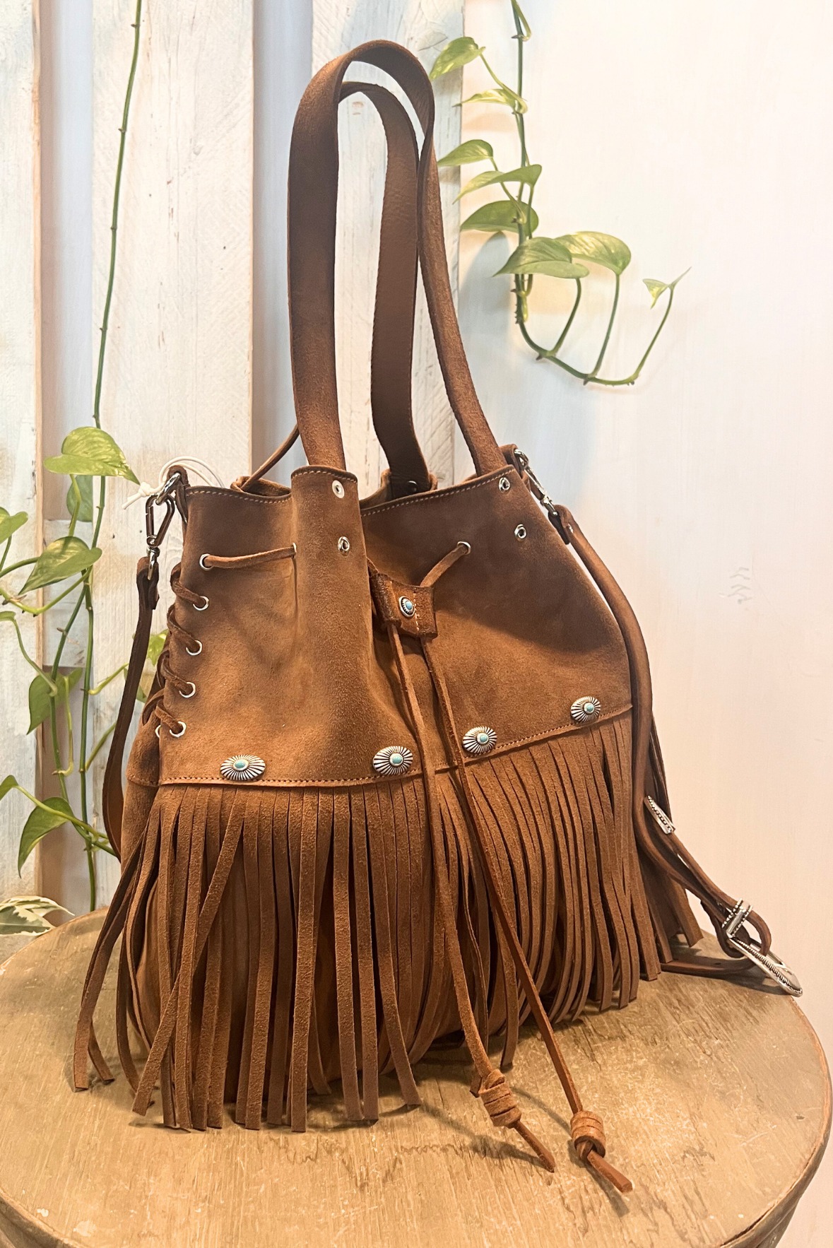 Shopper con frange e turchesi