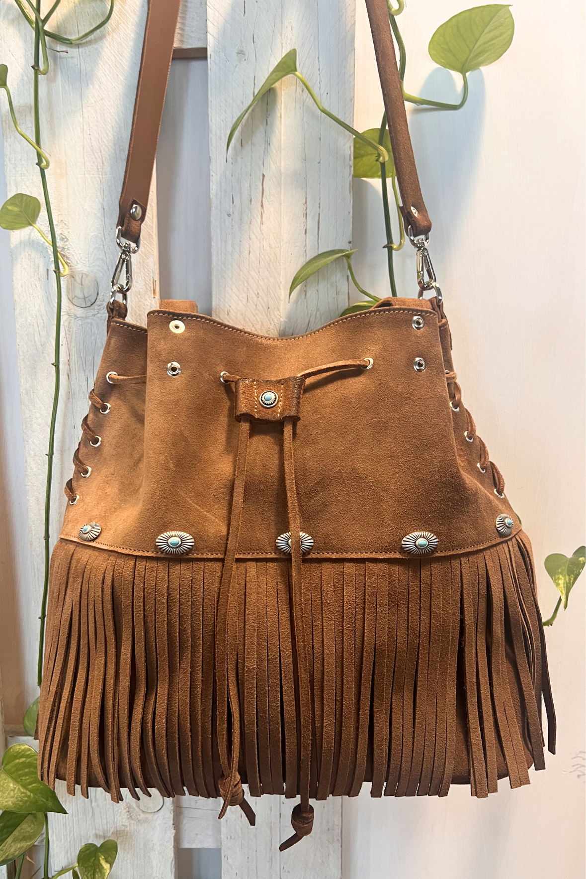 Shopper con frange e turchesi