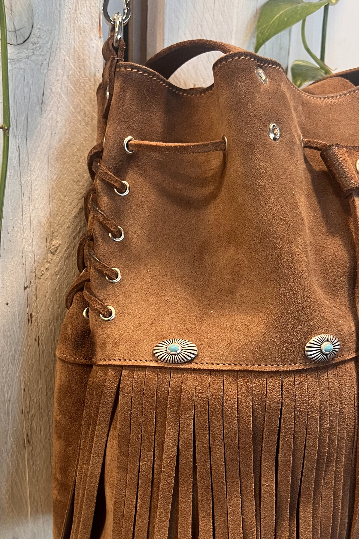 Shopper con frange e turchesi