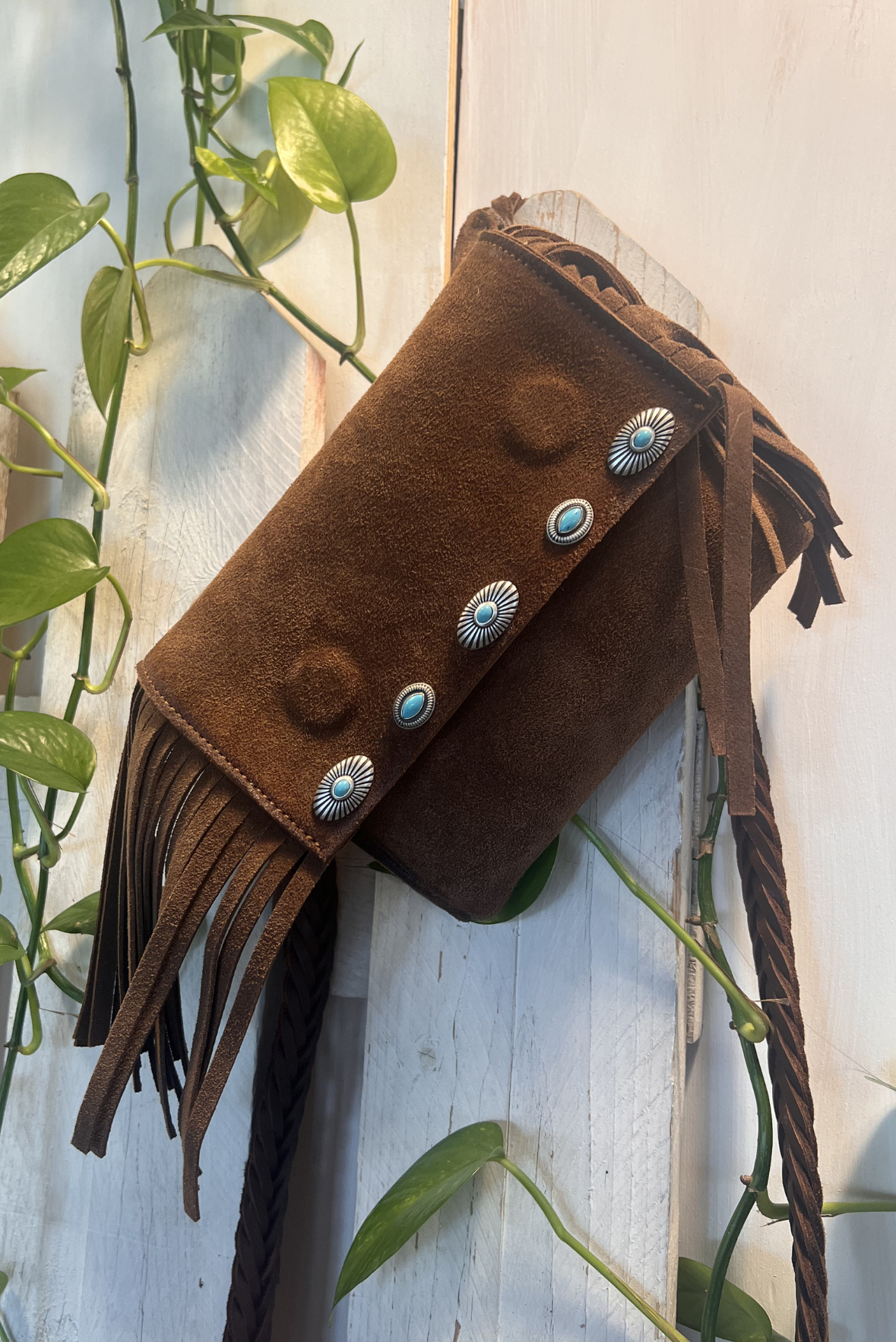 Tracolla con frange e turchesi