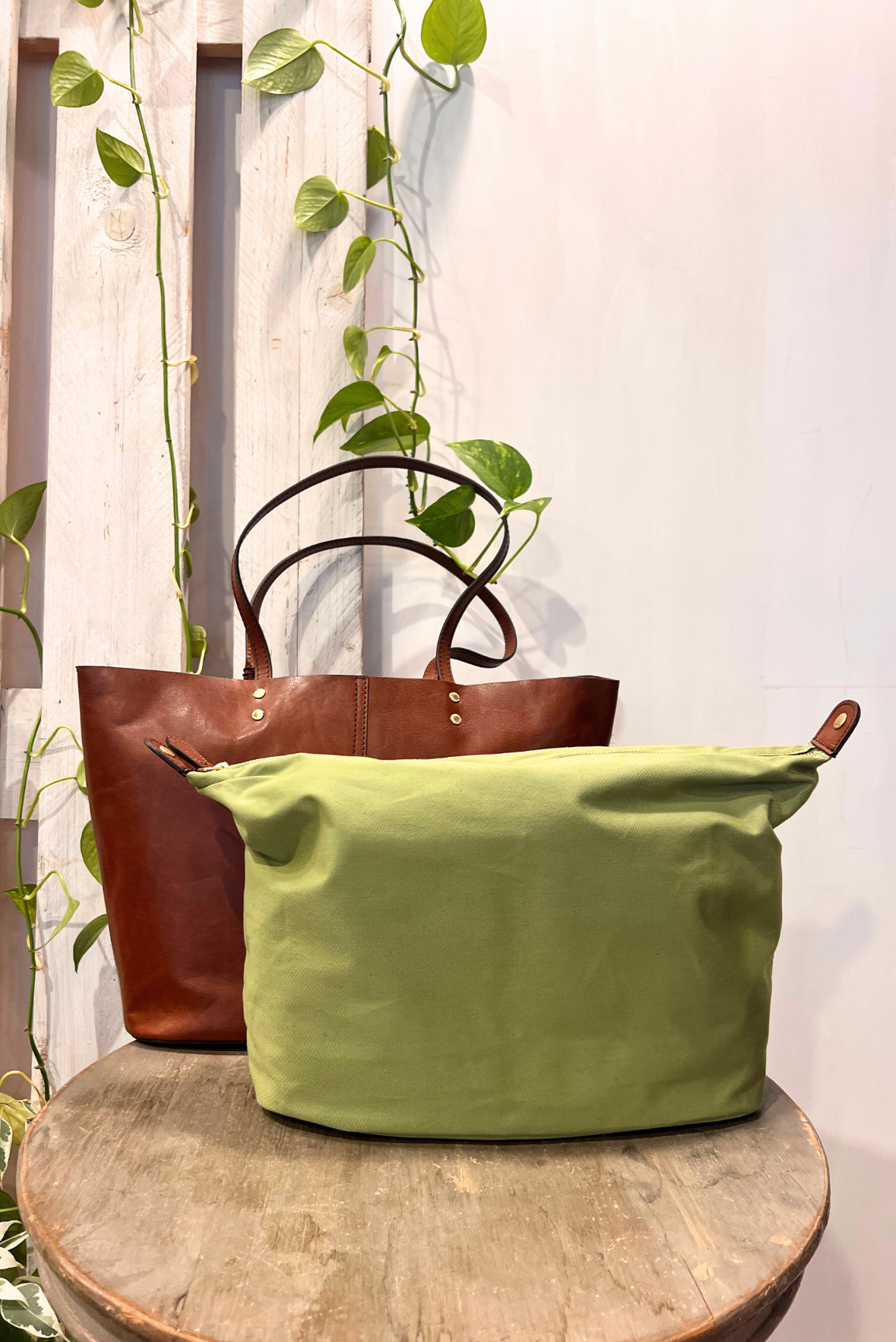 Shopper in pelle con busta interna